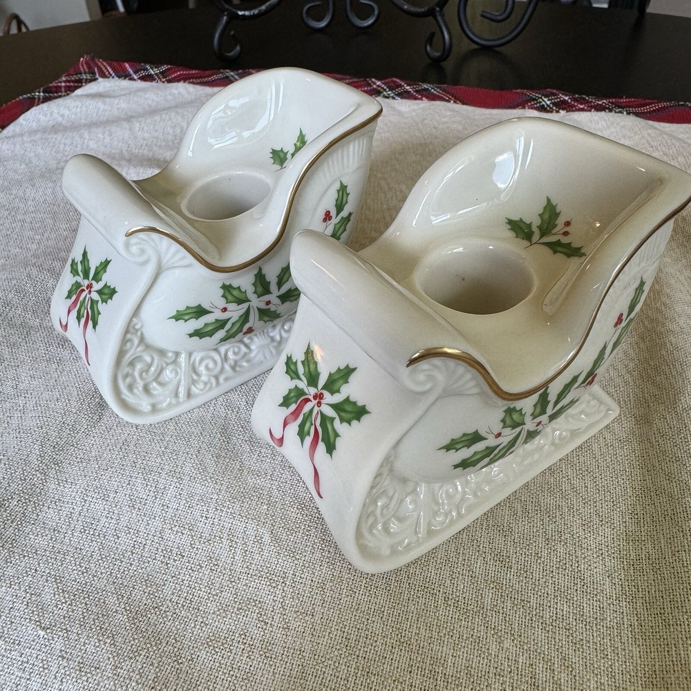 Lenox Dimensions Holiday - (2) Sleigh Candleholders