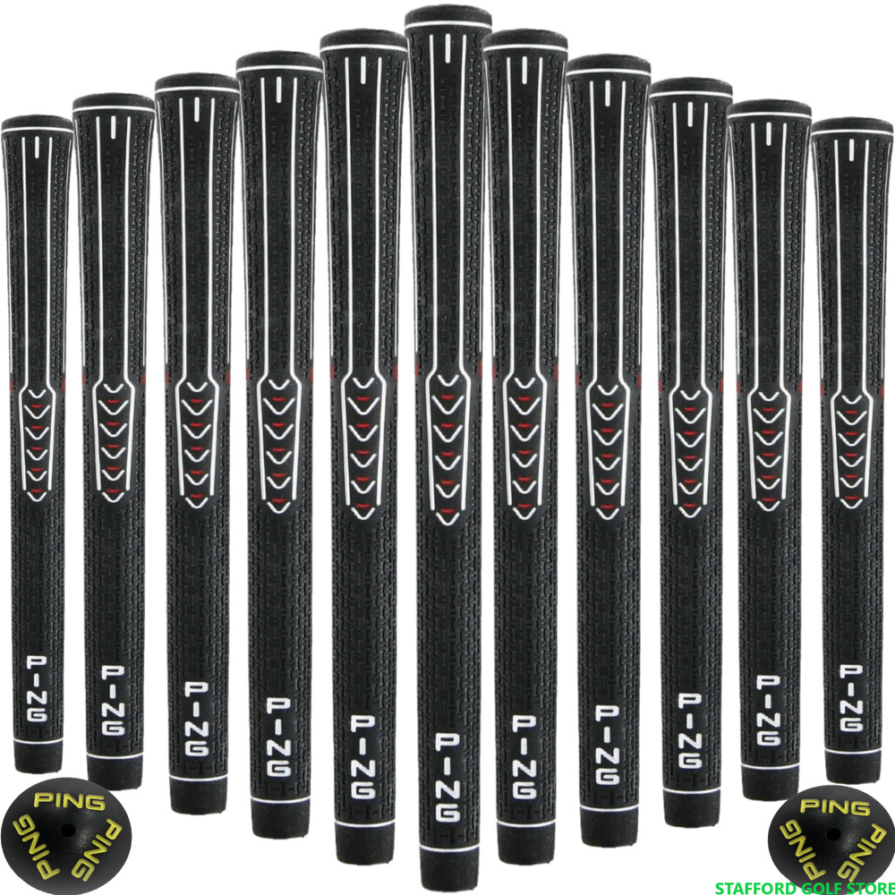 Ping ID-8 Golf Grips Bundle Set Midsize Oversize +1/32 .600 Core Rib Black Gold