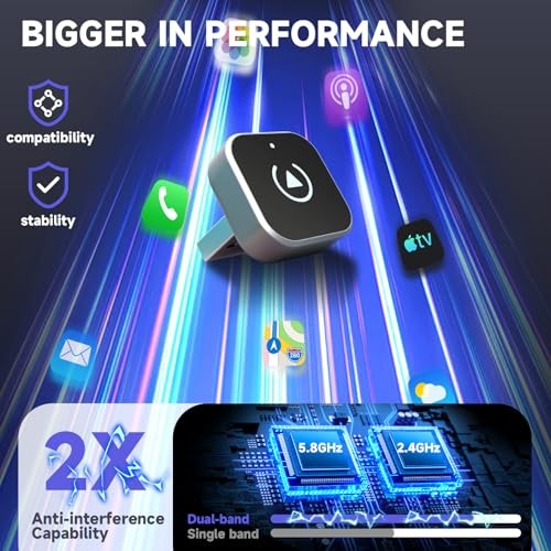 2025 Upgraded 2-in-1 Wireless CarPlay Adapter / Android Auto Dongle, 5.8GHz