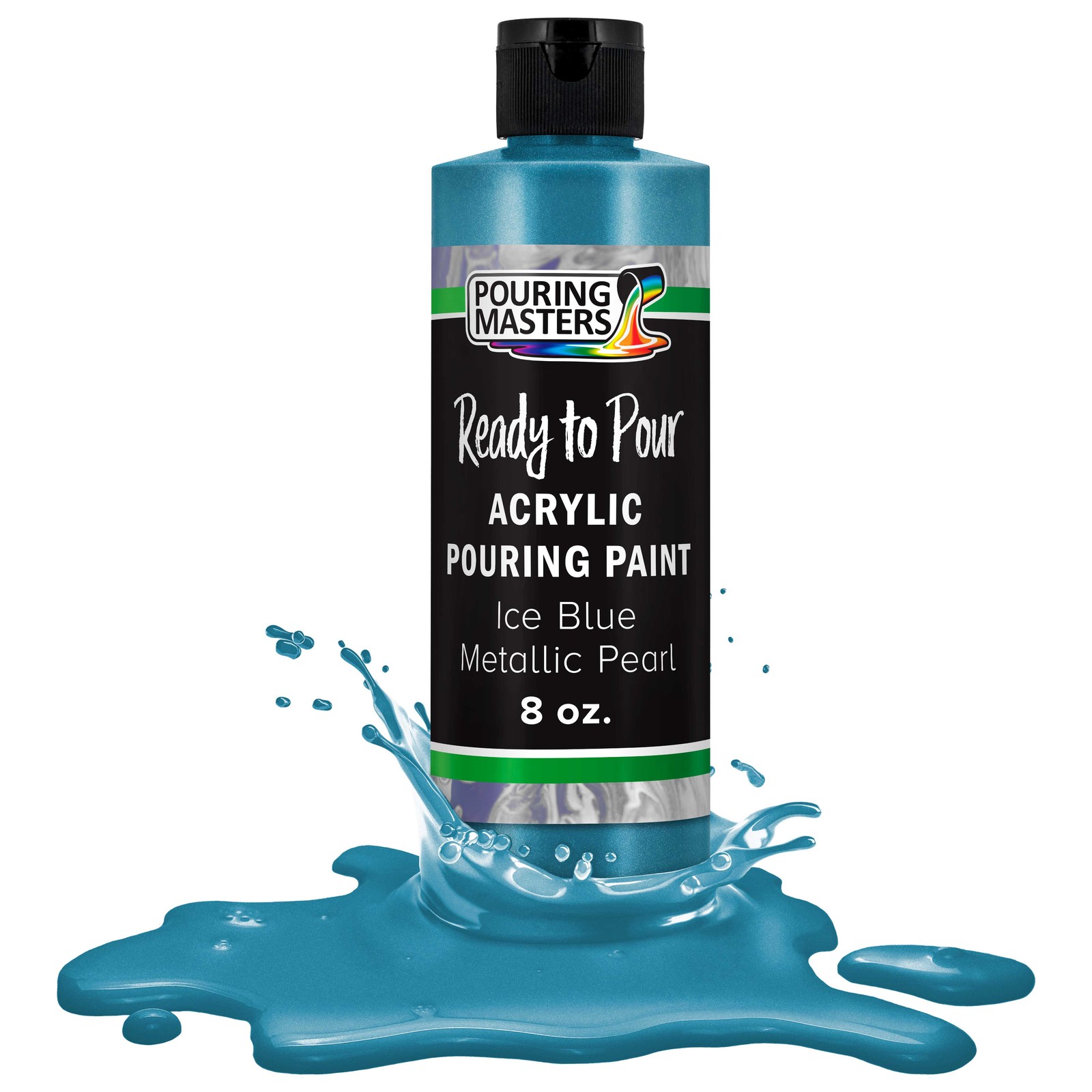 Pouring Masters Ice Blue Metallic Pearl 8oz Bottle Water-Based Acrylic Paint