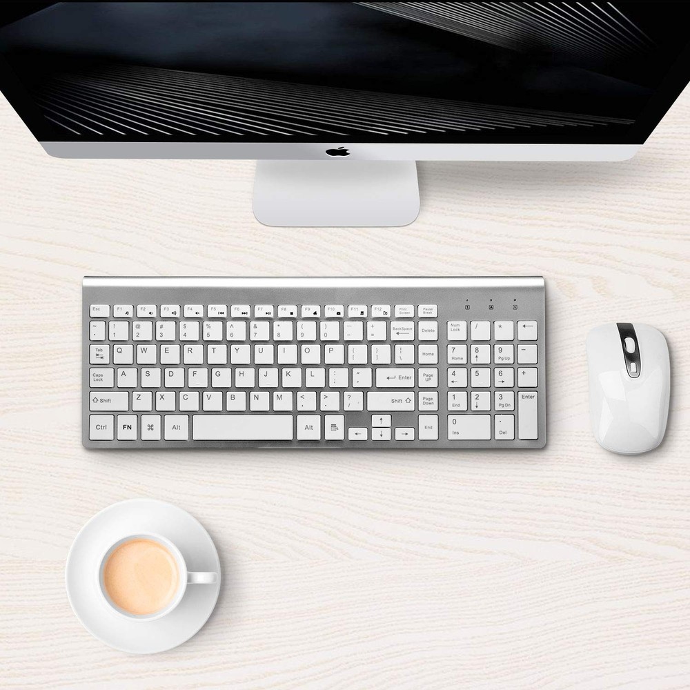 Wireless Keyboard and Mouse Combo, Compact Silent Ergonomic Scissor Switch Ke...