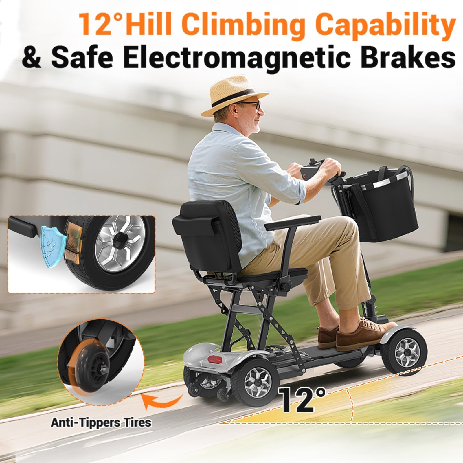 Foldable 4-Wheel All-Terrain Electric Mobility Scooter for Adult,Airline Approve