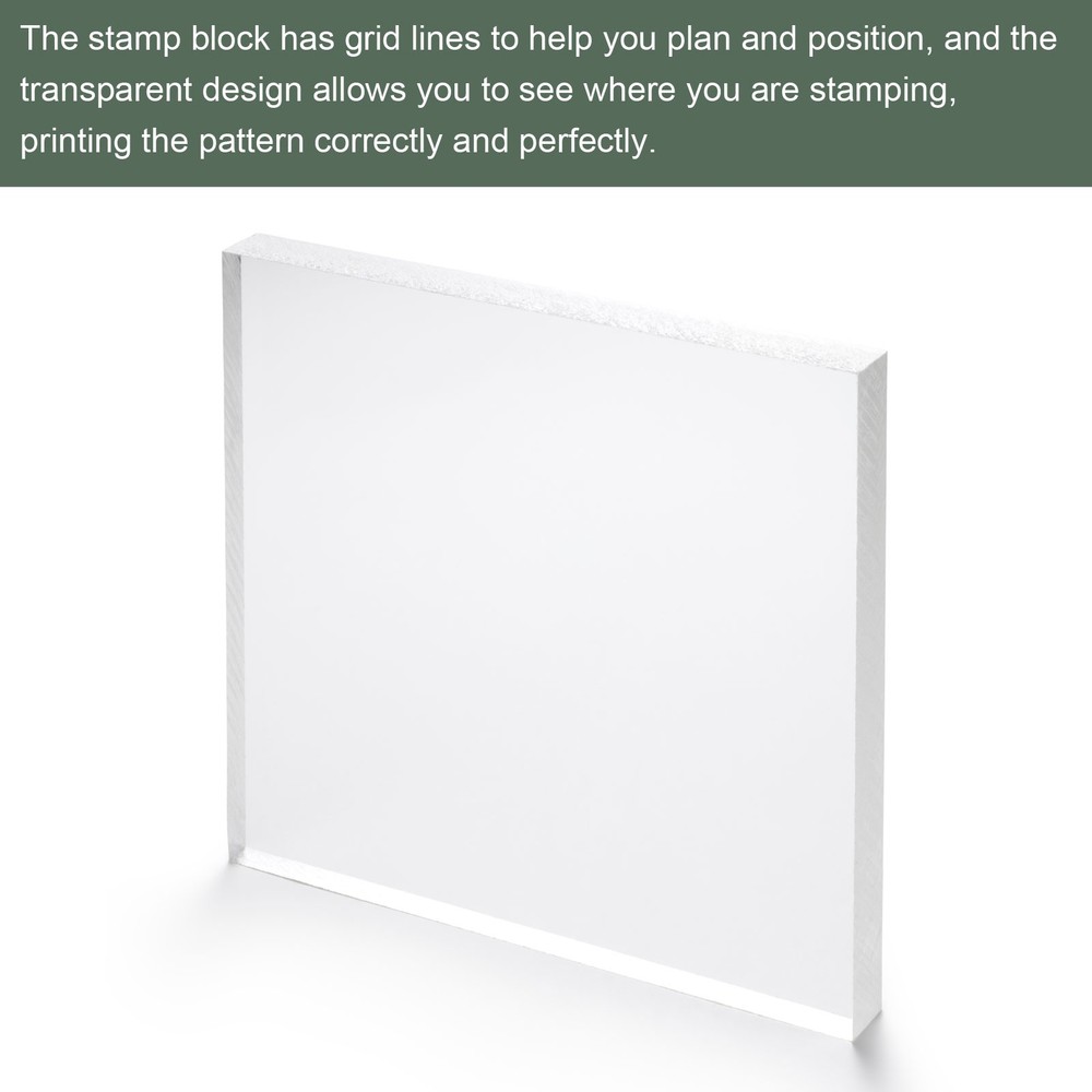 5 Pcs Acrylic Stamp Block with Smooth Surface, Clear Acrylic Blocks Set
