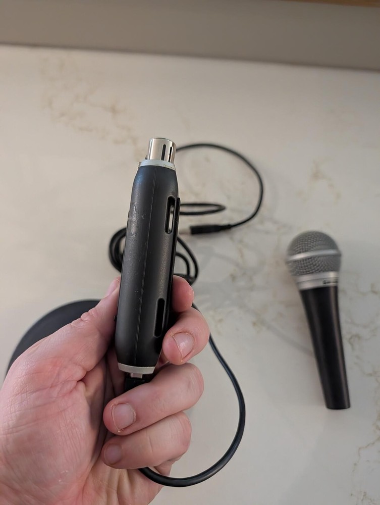 Preowned Shure PG48 Microphone, X2u Adapter, Peavey Mic Base