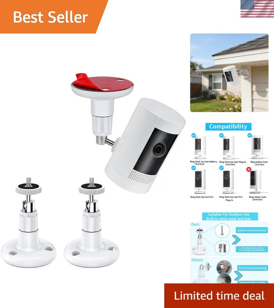Universal Wall Mount Bracket for Ring & Arlo Cameras - 360° Swivel, Easy Setup