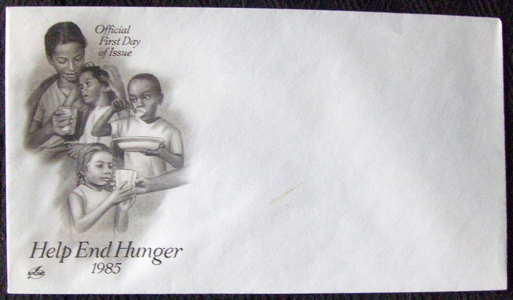 UN envelope HELP END HUNGER, 1985 unposted ArtCraft.