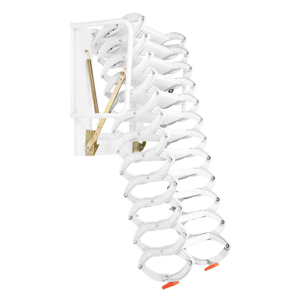 Wall Mounted Attic Ladder 10 ft 12 Steps Retractable 880 Lbs Capacity