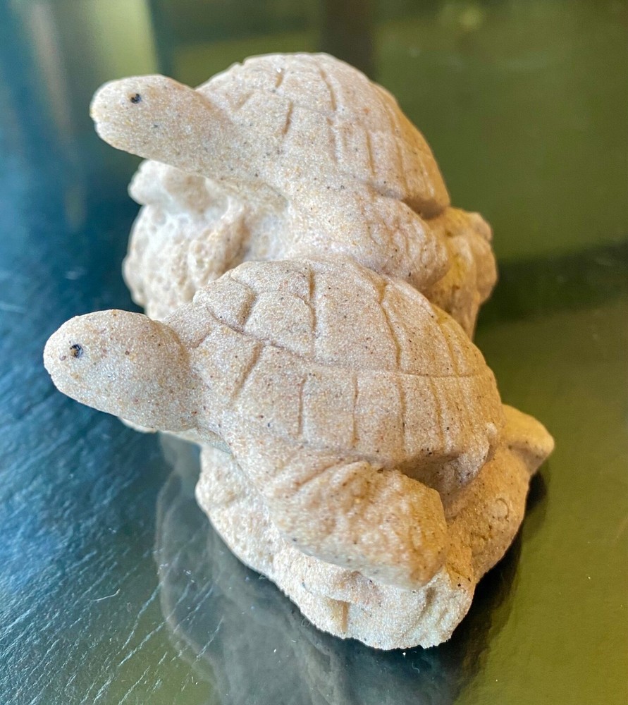 Sparkling Sandstone Turtles Sculpture Figurine