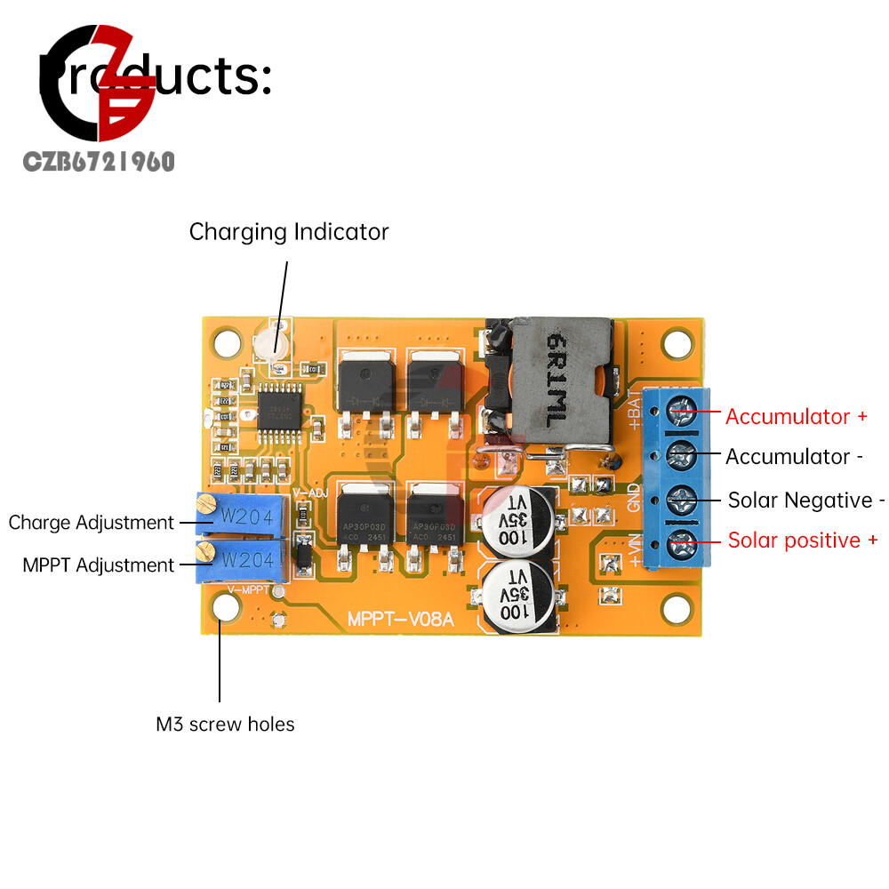 DC8-28V 5A 100W MPPT Solar Charging Panel Regulator Controller 9V 12V 24V Switch