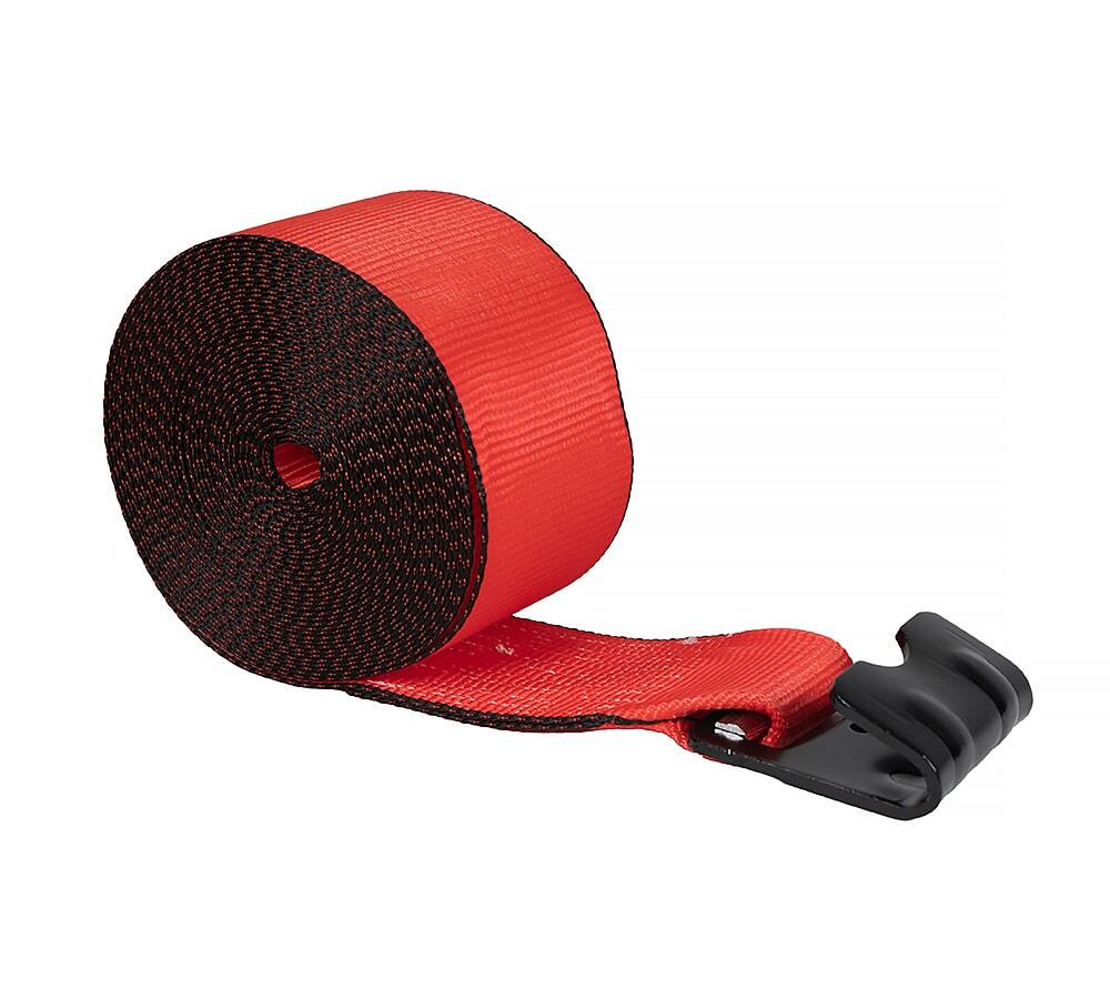 (20 Pack) 4" x 30' Winch Strap with Flat Hook - Red