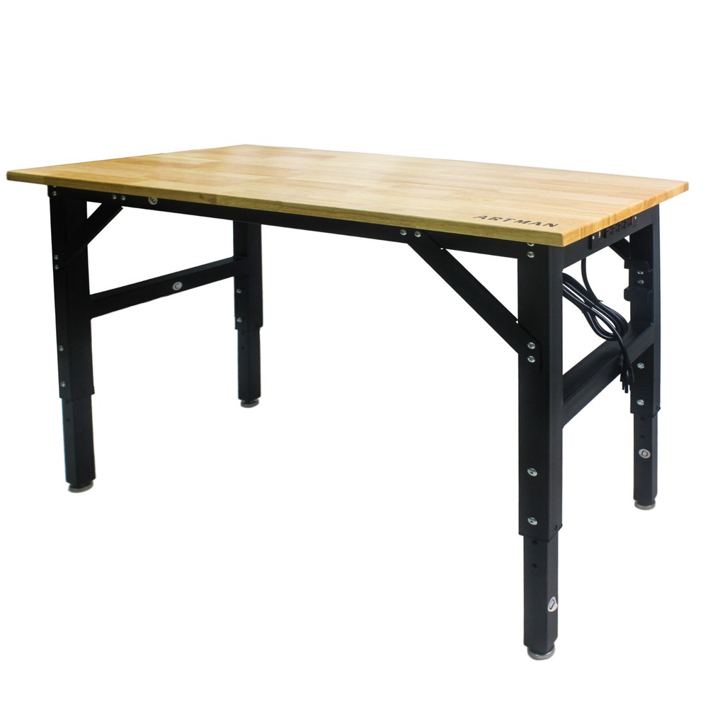 With Socket and Wooden Top Multi-Function Metal Adjustable HeavyDuty Worktable