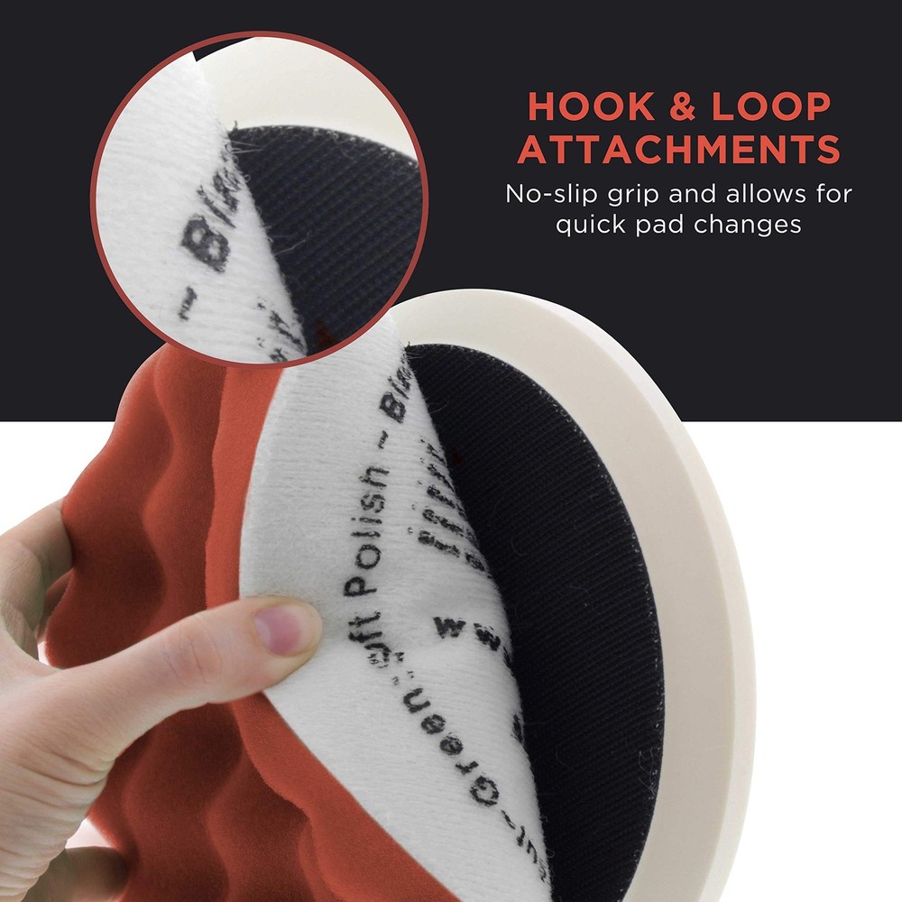 8" Red Waffle Foam Buffing Pad Hook and Loop Backing - Extra Coarse Buffing P...