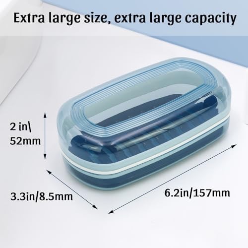 OZNER Solid Shampoo Bar Holder,Travel Soap Case,Large Blue