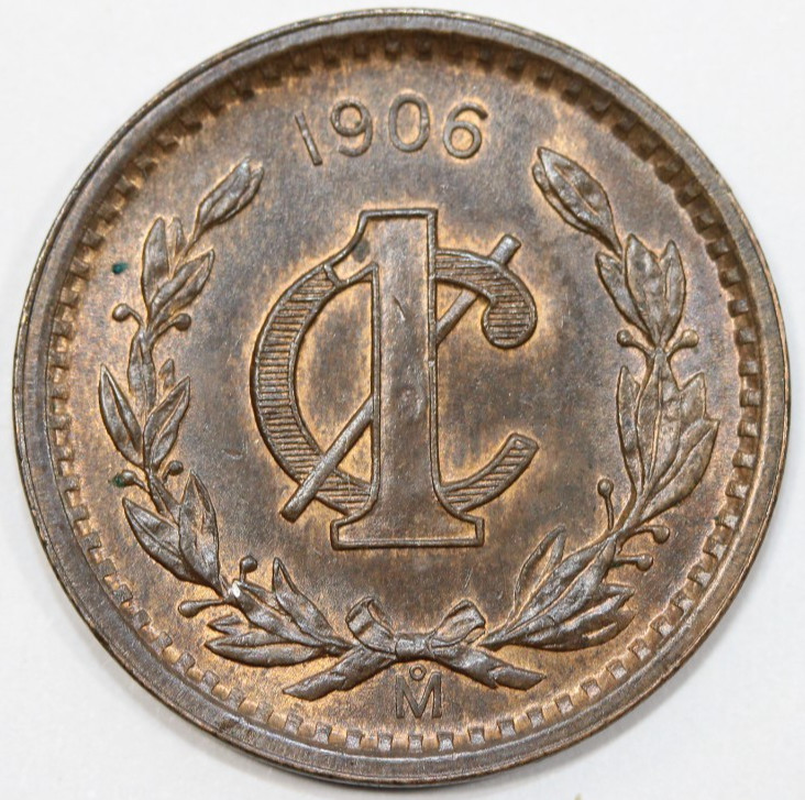 1906  1 Centavo , Red-Brown example, Mexico.    # 0144