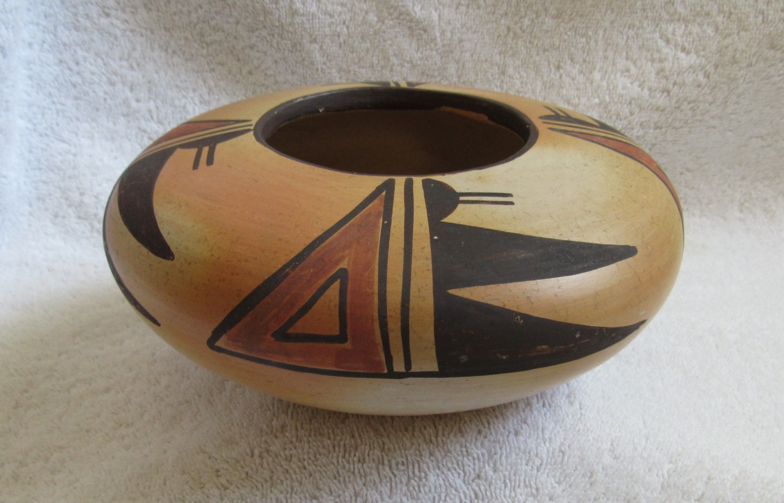 Antique Hopi Indian Nampeyo Style Sikyatki Revival Design Art Pottery Bowl Vase