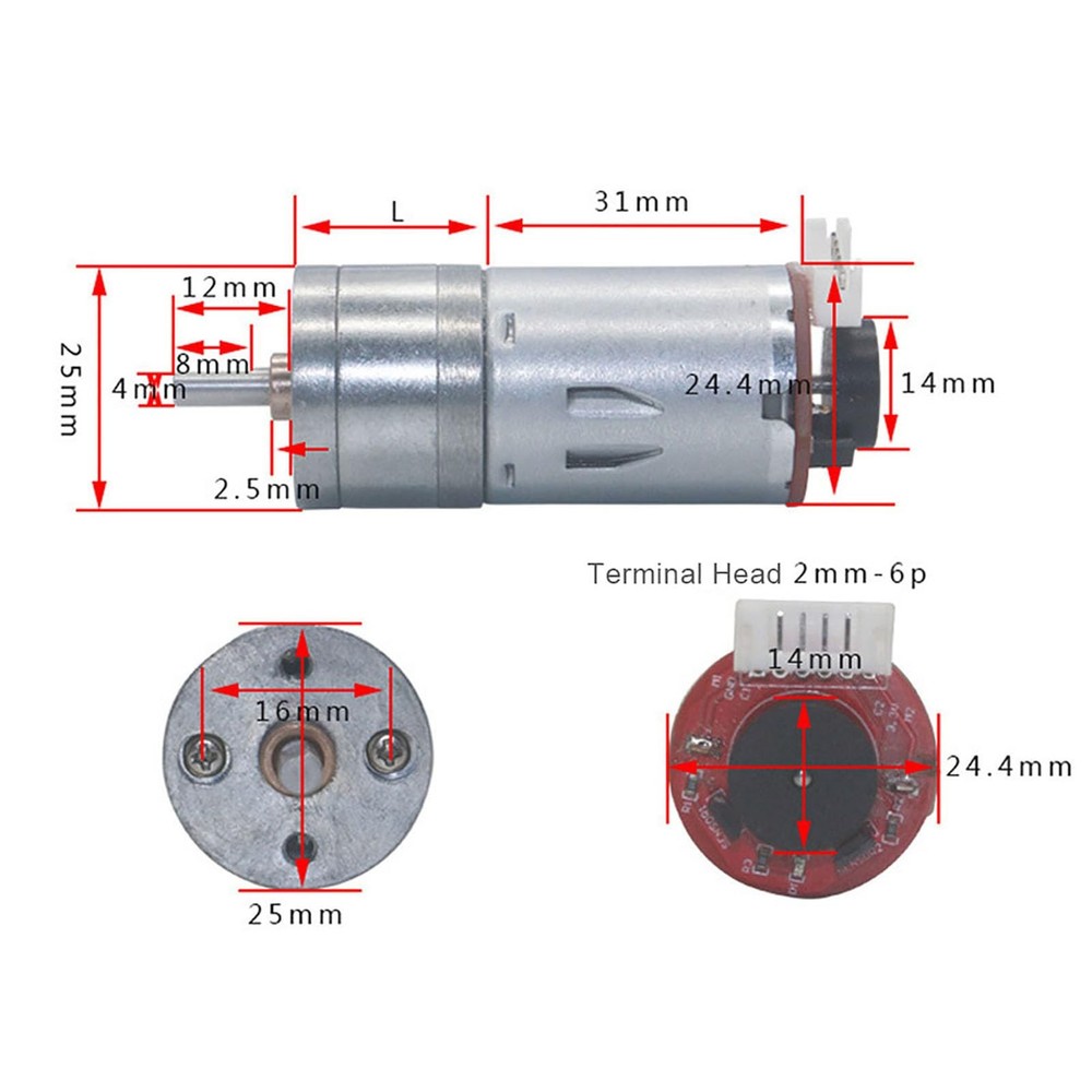12V Motor with Encoder, DIY Encoder Gear Motor with Mounting Bracket 65mm Whe...