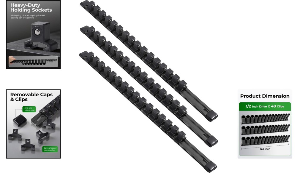 Strong Aluminum Socket Storage Solution - 3-Piece Set for Organized Workshops
