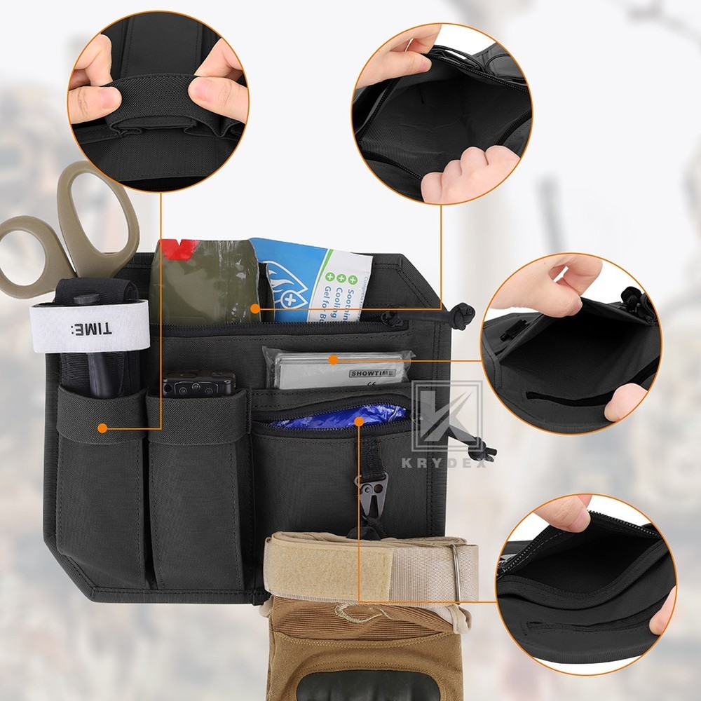 KRYDEX Tactical Organizer Panel Hook Backed Admin EDC Holder Lightweight Black