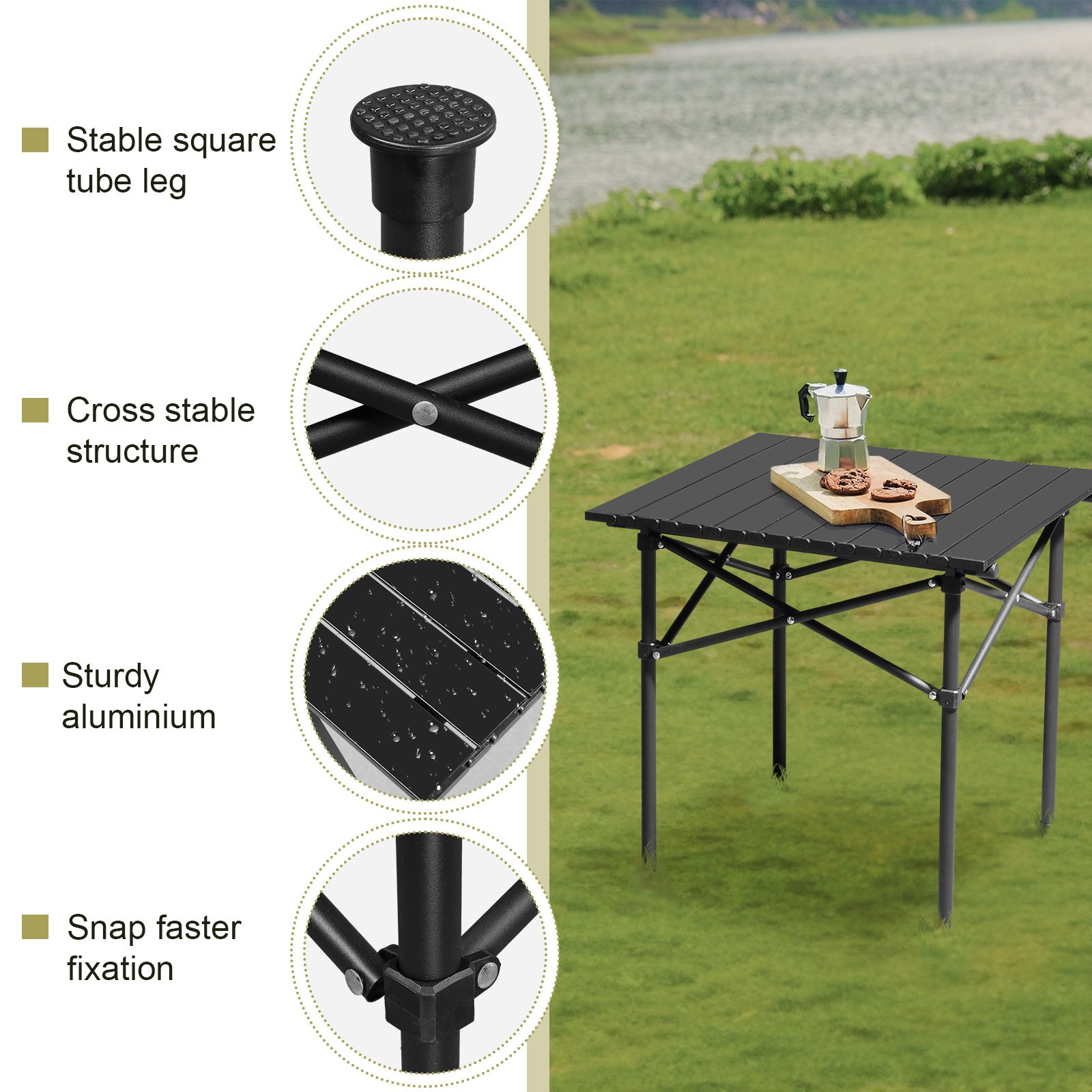 Portable Folding Camping Picnic Table Carbon Steel with Carry Bag for Outdoor