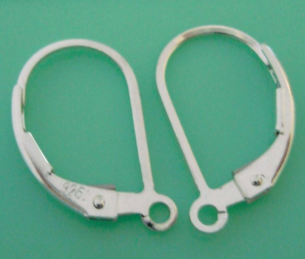 10pcs 925 Sterling Silver plain leverback earring wire lever back with ring E48s