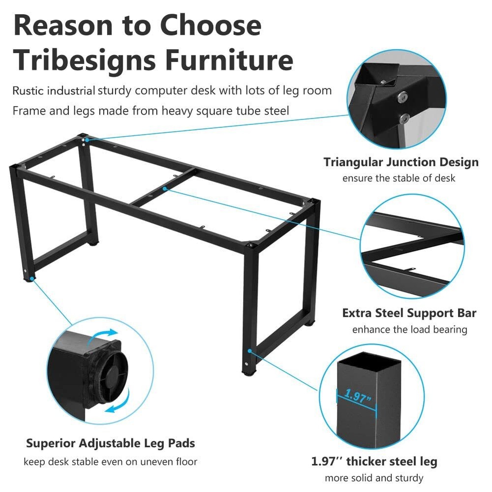 Tribesigns Computer Desk 63 inch Large Office Desk Computer Table Study Writi...