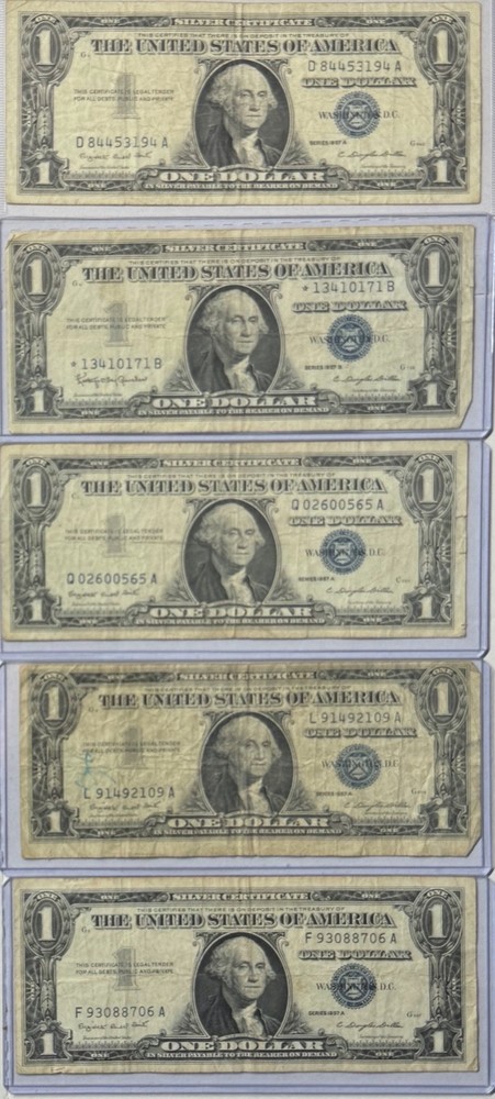 1957 A/B $1 Note Silver Certificate Blue One Dollar 11 COUNT