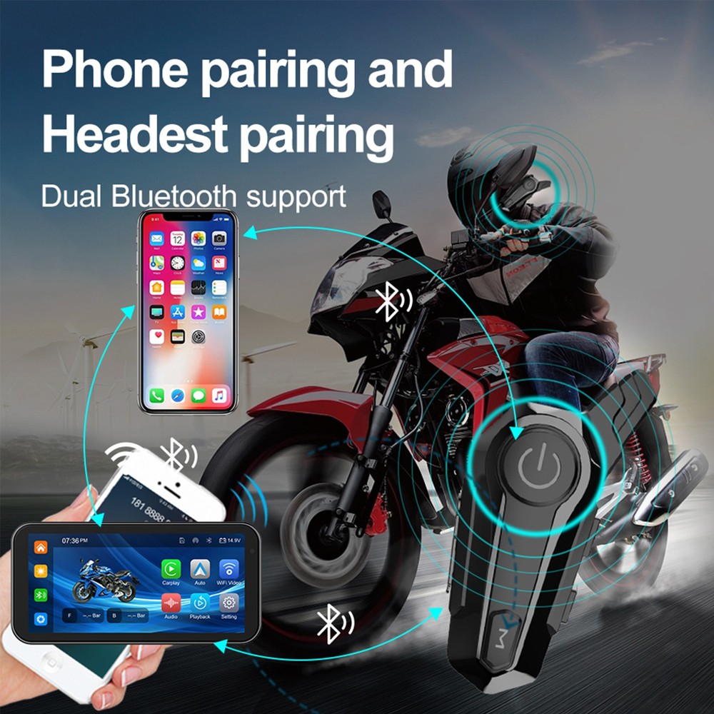 Wireless Motorcycle CarPlay Android Auto 6.25" Touch Screen GPS Navigation+TPMS