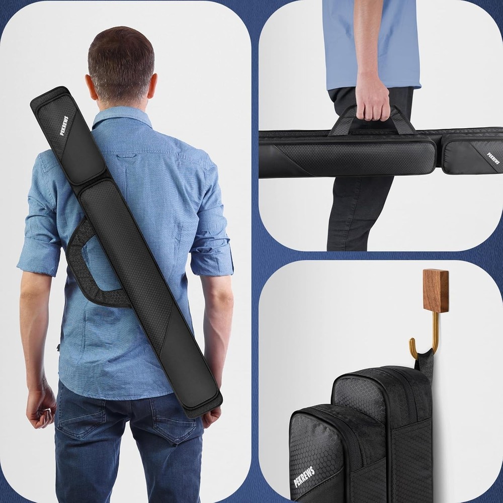 Lightweight Polyester Pool Cue Case 2x2 with Waterproof Fabric & Comfort Padding