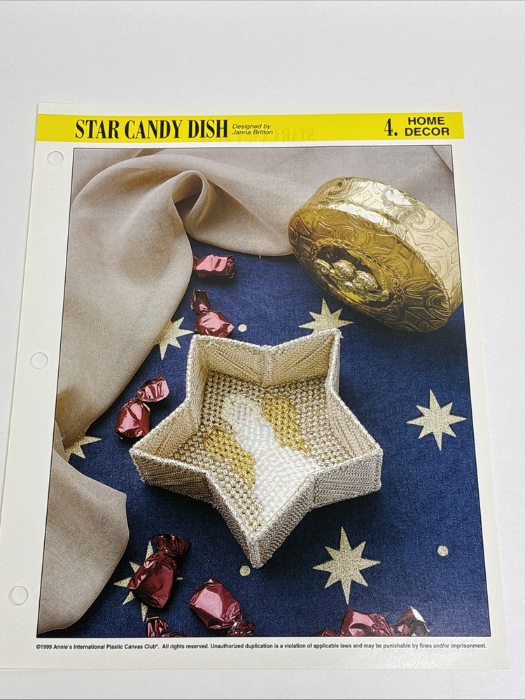 Star Candy Dish Annie's Attic Plastic Canvas Pattern Page
