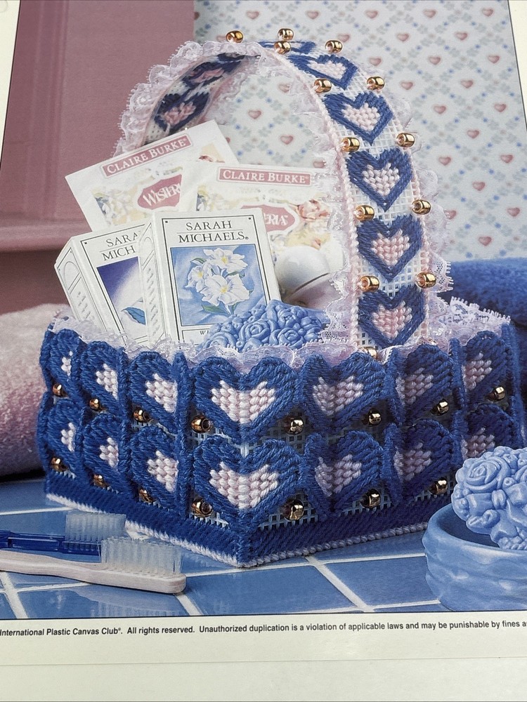 Denim Heart Baskets Annie's Attic Plastic Canvas Pattern Page