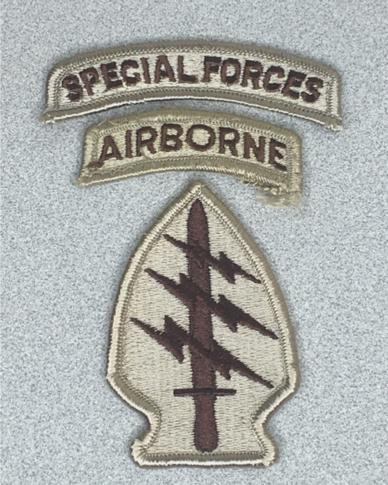 Army Special Forces Command SSI w/Airborne & SF Tabs Desert DCU Patch