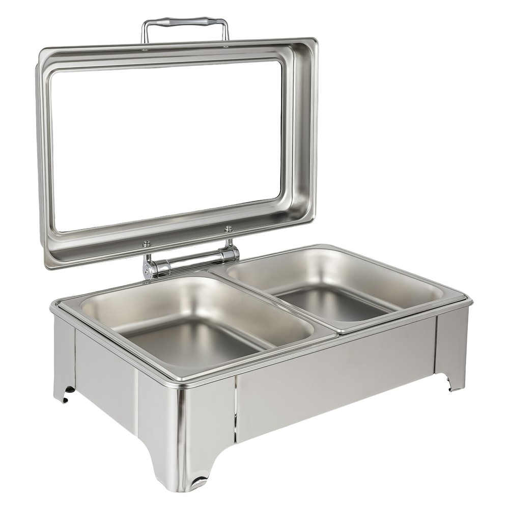 9L Electric Heating Chafing Dish Server Buffet Stove Square Double Compartment