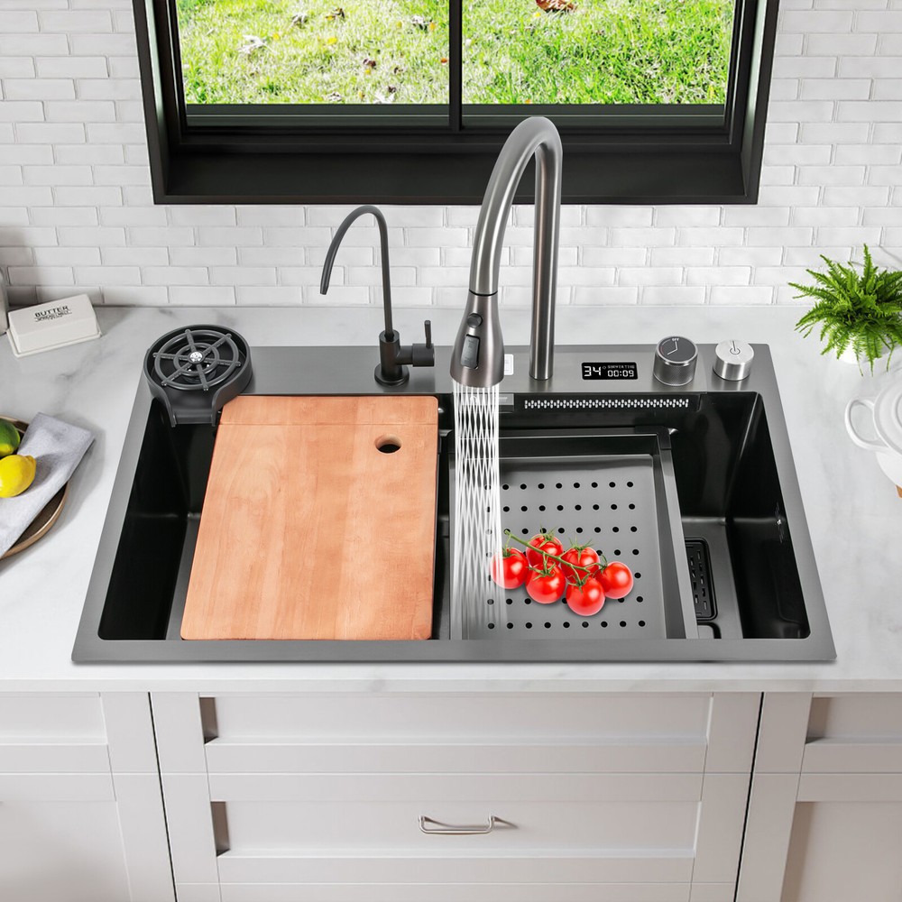 Multifunctional Digital Display Sink Workstation Kitchen Sink w/Pull-Out Faucet