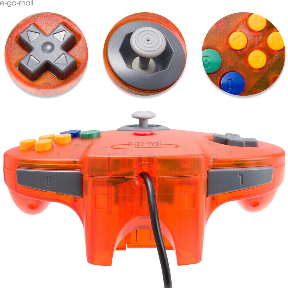 Wired N64 Controller Joystick Replacement For Nintendo 64 Console Clear Orange