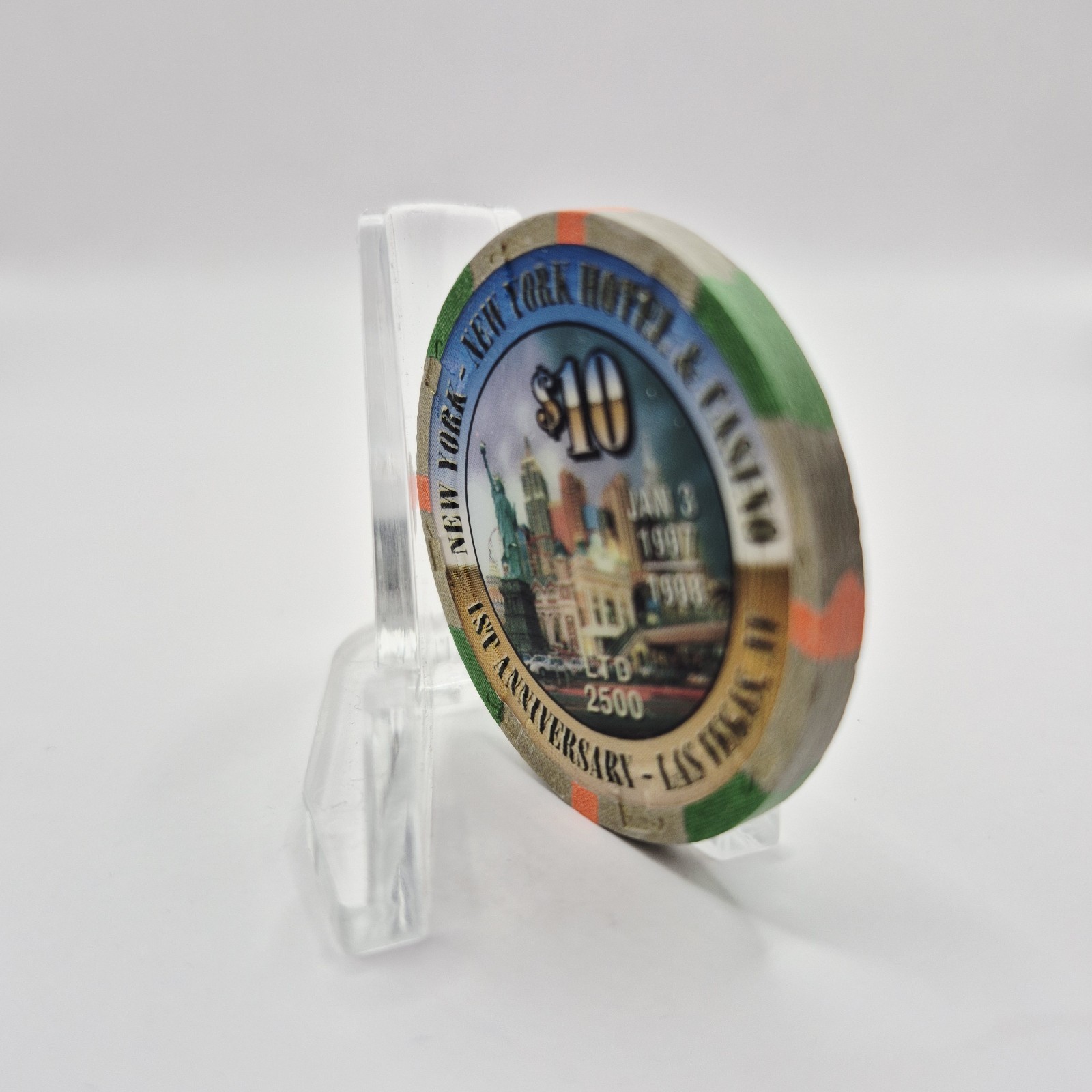 New York New York Hotel Casino LV Nevada 1998 "First Anniversary" $10 Chip V1190
