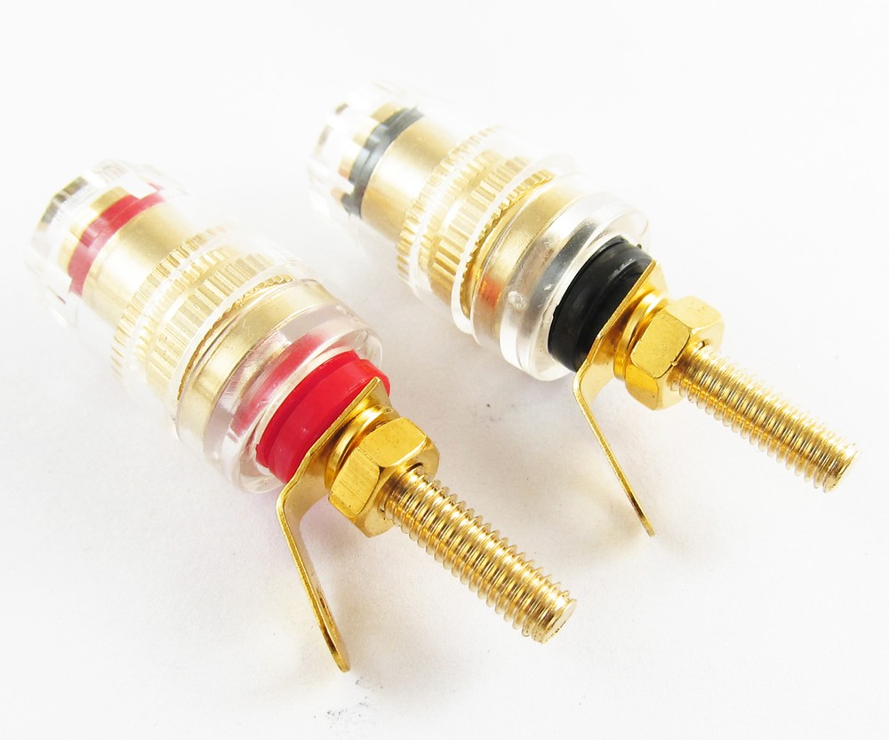 20pcs Copper Gold Audio Speaker 4mm Banana Jack Long Thread Small Binding Post