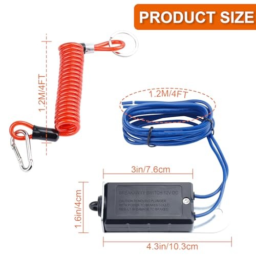 Trailer Breakaway Switch Trailer Breakaway Coiled Cable with Electric 4FT