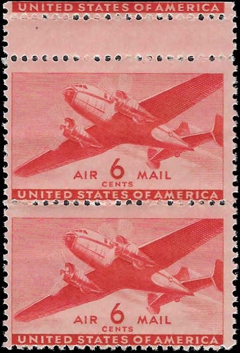 c1941 - USA Sc# c25 - MNH, OG - Pair with Partial Across Gutter
