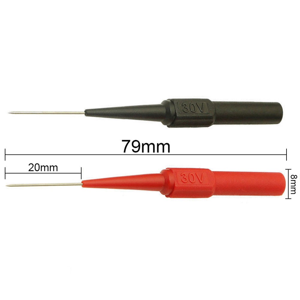 2pcs Multimeter Test Lead Probe Extention Back Piercing Needle Tip Test Probes