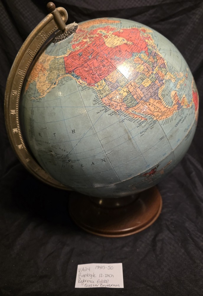 Replogle 12" Reference Globe 1940s-1950 Gustav Bruekmann
