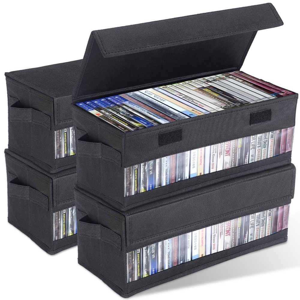 CCidea CD Storage Boxes - Pack of 4 Cases - 14" 4 Pack, With Visual Window