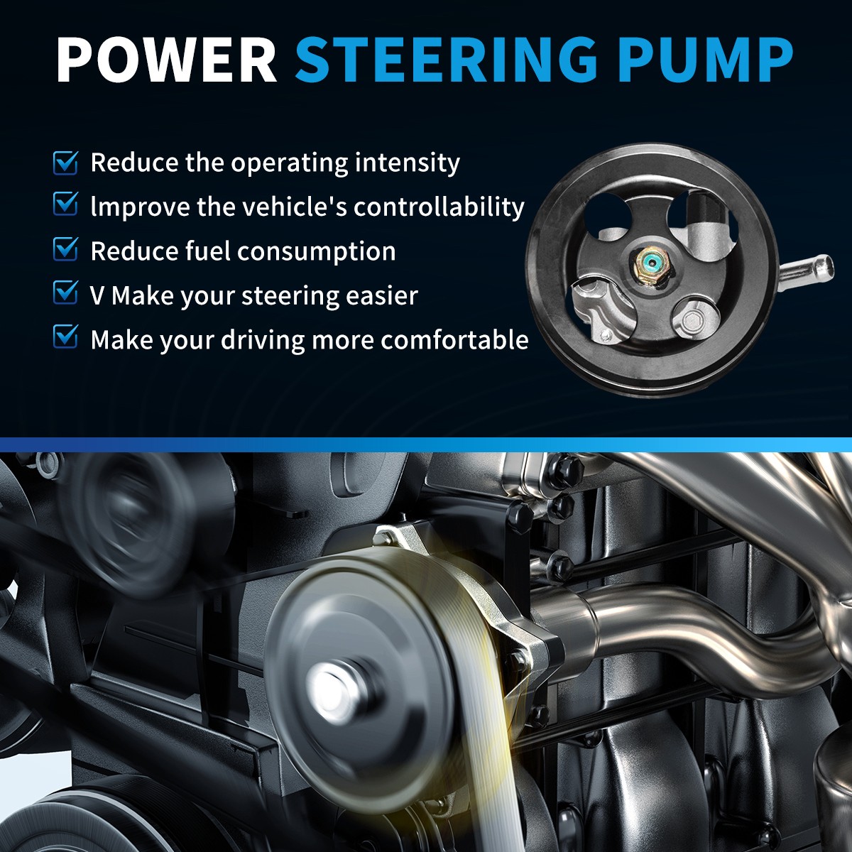 Power Steering Pump with Pulley for Nissan Pathfinder Armada Titan INFINITI QX56