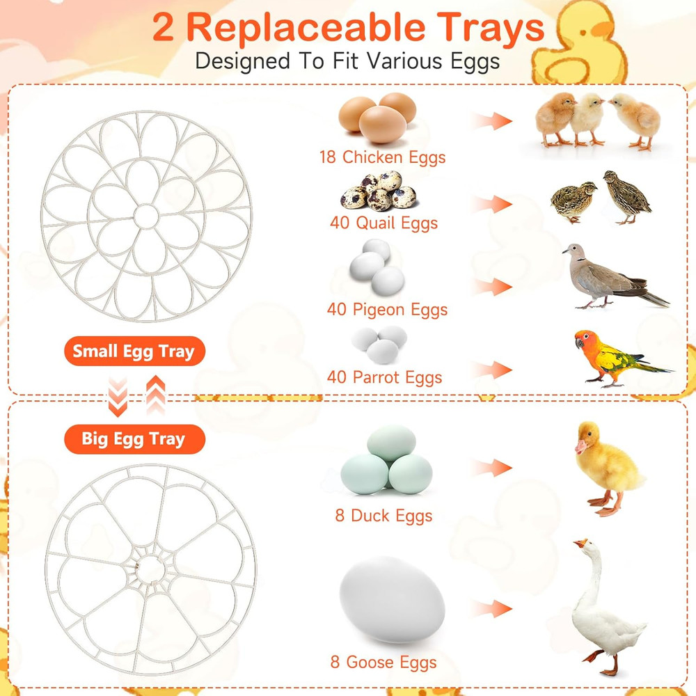 18 Egg Incubators for Hatching Eggs, Egg Incubator with Automatic Egg Turning an