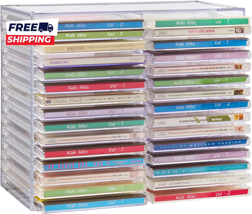 Stackable Clear Plastic CD Organizer with Rubber Feet Rectangular Jewel Made in