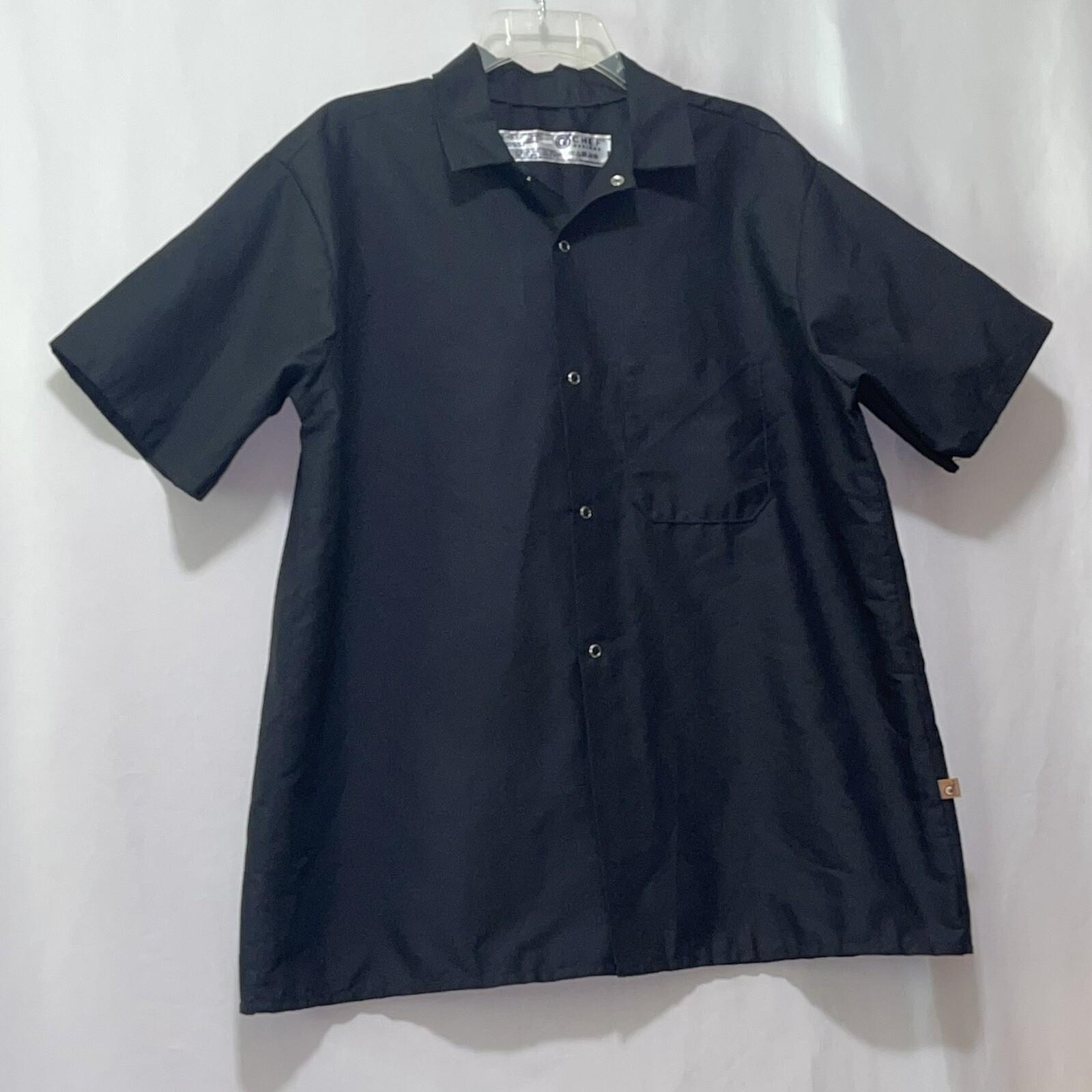 Chef Uniform Shirt Black Pearl Snap Pocket Size Large NWOT