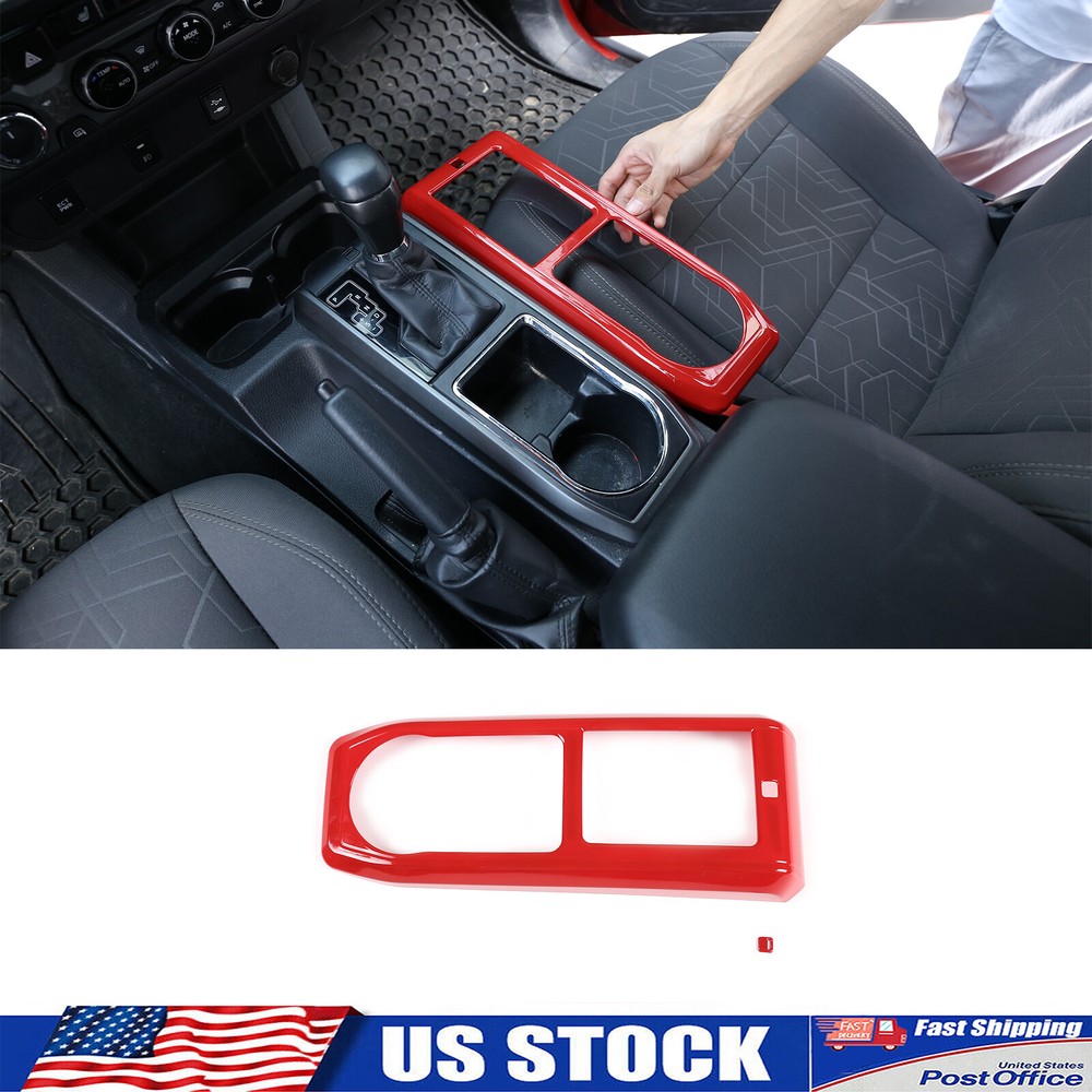 Red Interior Center Console Gear Box Panel Frame Trim Cover Fits Tacoma 16-22