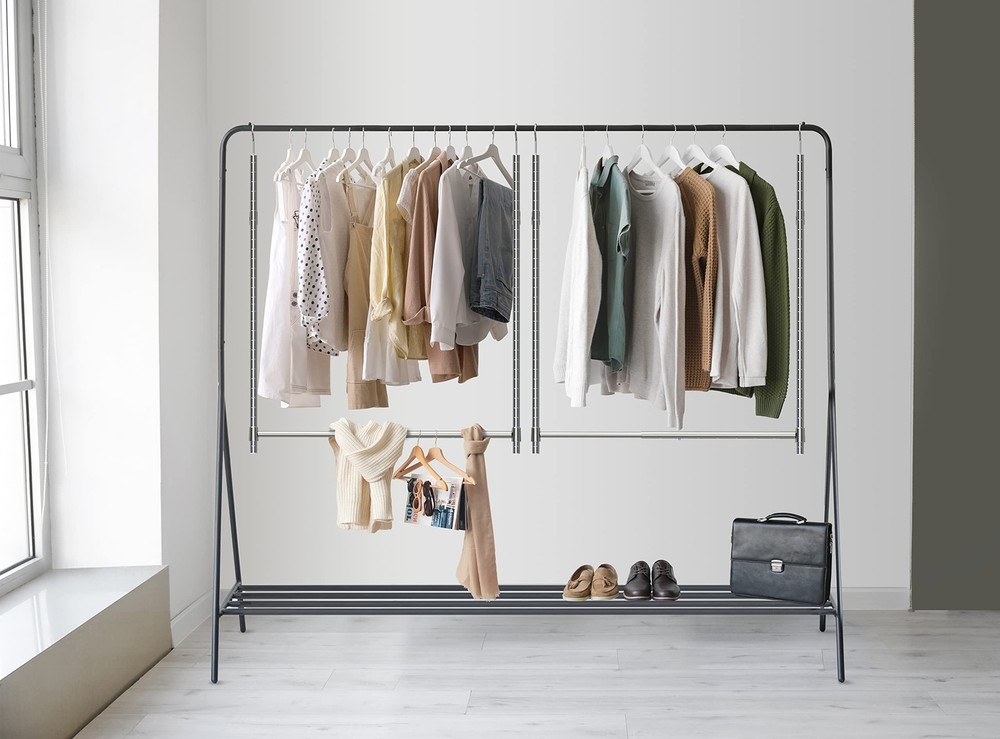 Re Adjustable Closet Hanging Rod Chrome 2 Pack