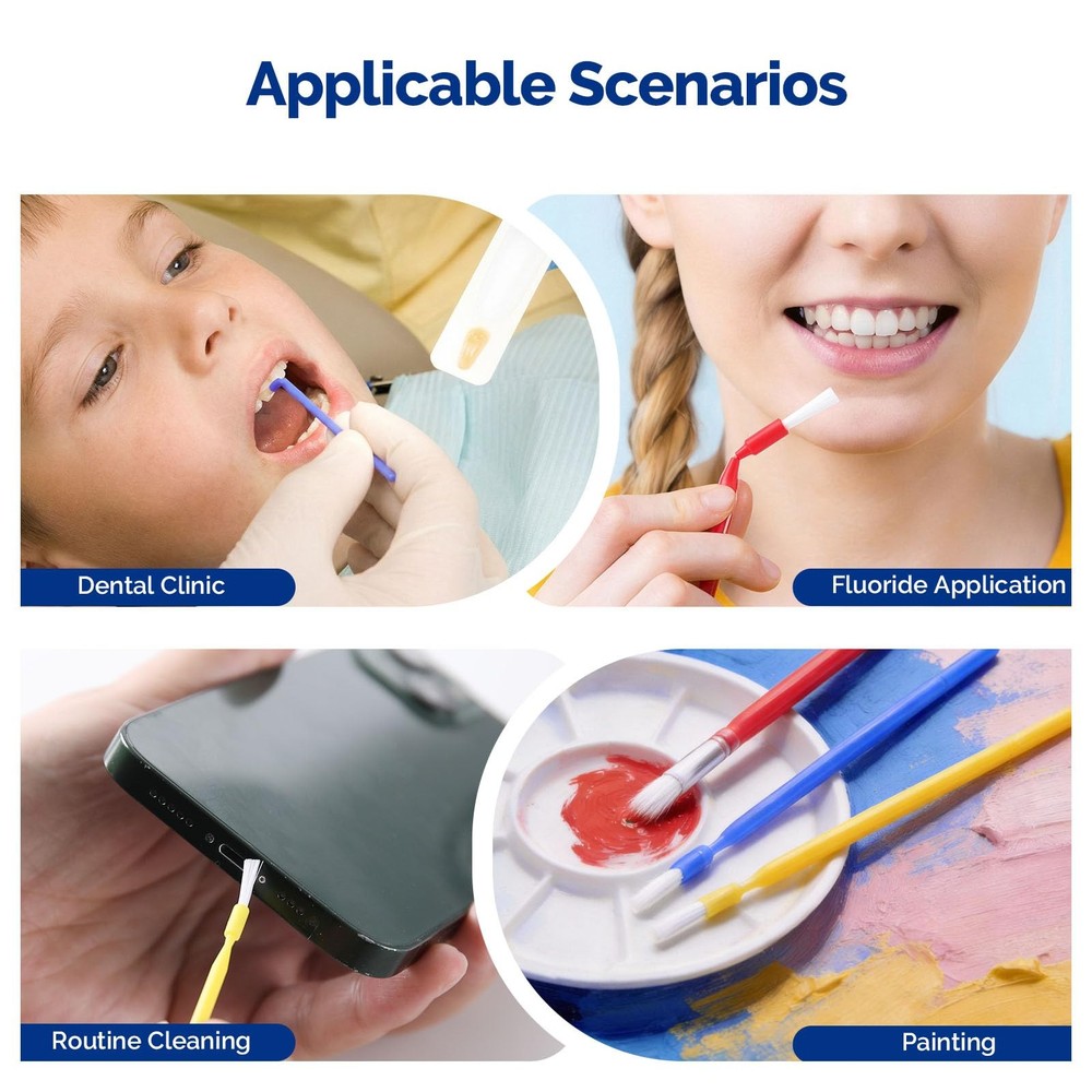 JMU Disposable 400pcs Dental Micro Applicator Brushes with Bendable White Red