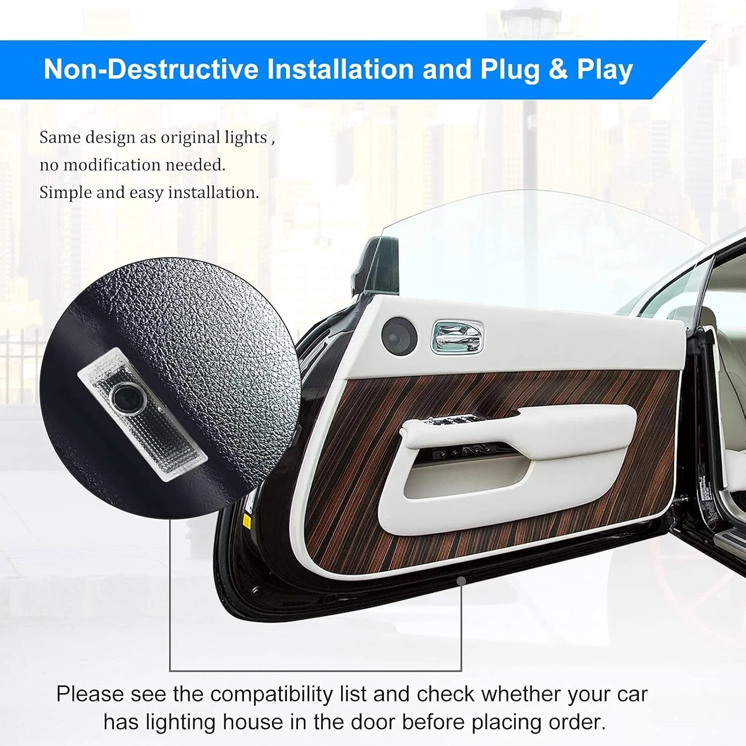 4PCS Car Door Welcome Lamps Interior Lights For BMW X3 X5 3 5 Series No Fading