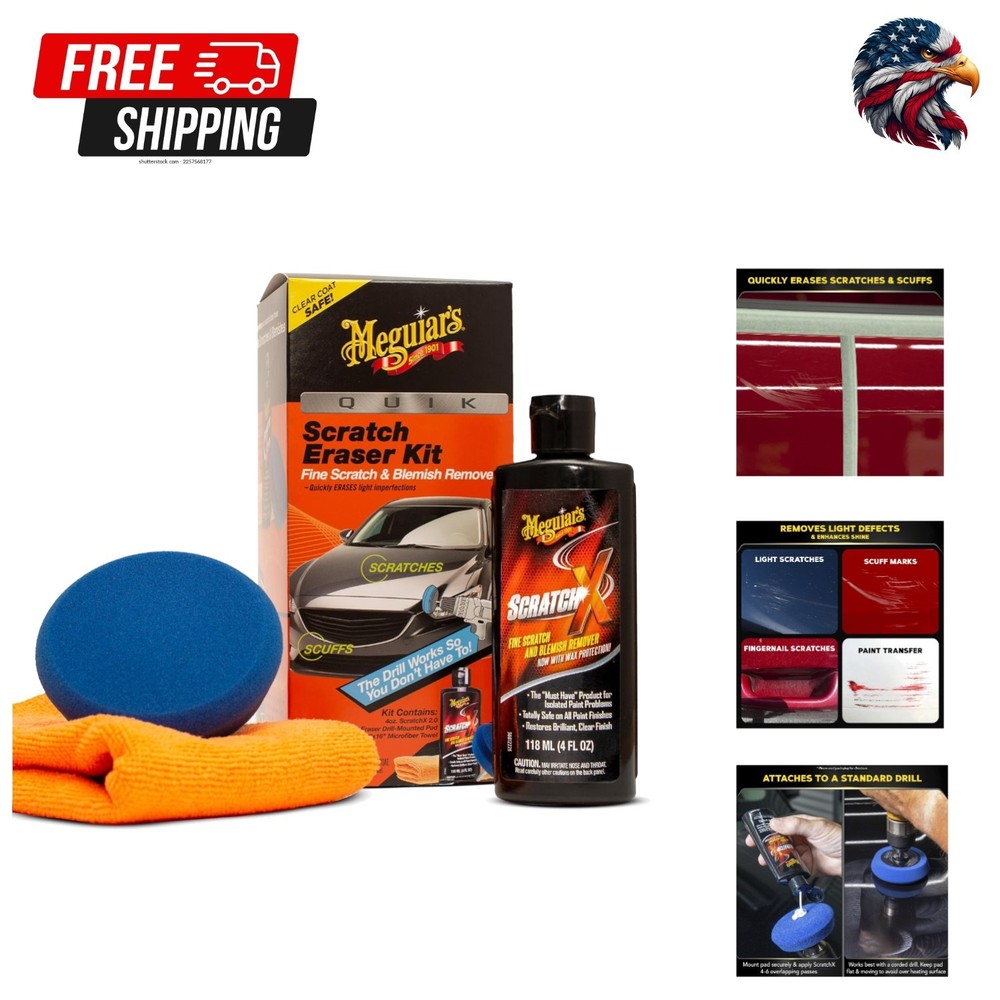 Quick & Easy Car Scratch Remover Kit – Drill-Mounted Eraser, Microfiber Included